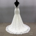 Sexy Mermaid Crepe Lace Spaghetti Strap Bridal Gown robe de mariage wedding dress supplier